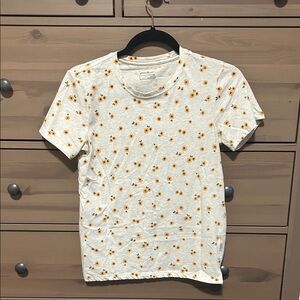 Eddie Bauer White Tee with Yellow Floral Print